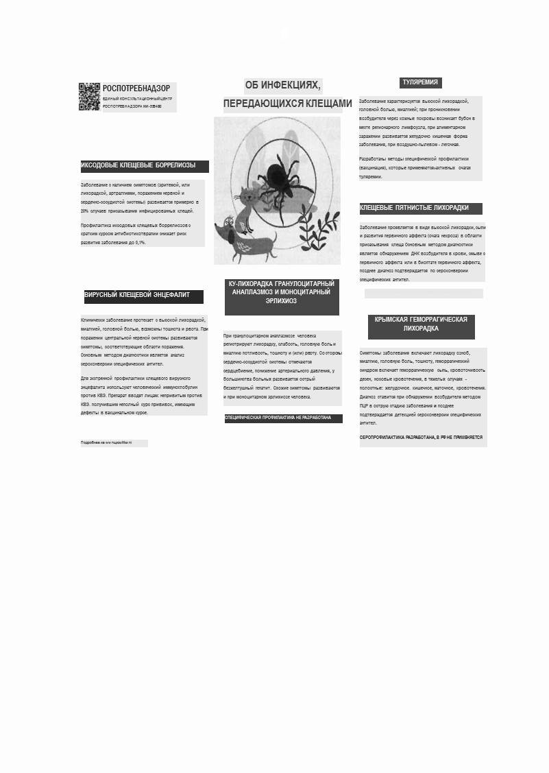 ПАМЯТКА ОБ ИНФЕКЦИЯ,ПЕРЕДАЮЩИХСЯ КЛЕЩАМИ.
